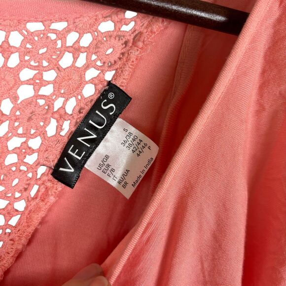 Venus Peach Pink Open Shoulder Batwing Top Lace Detail Women's Small - Picture 4 of 4